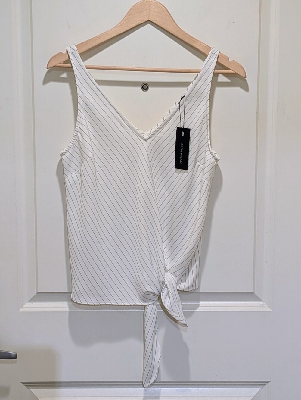 3/$30 NWT Dynamite S Front Crossed V-Neck Asymmetrical Tie Front Striped Tank